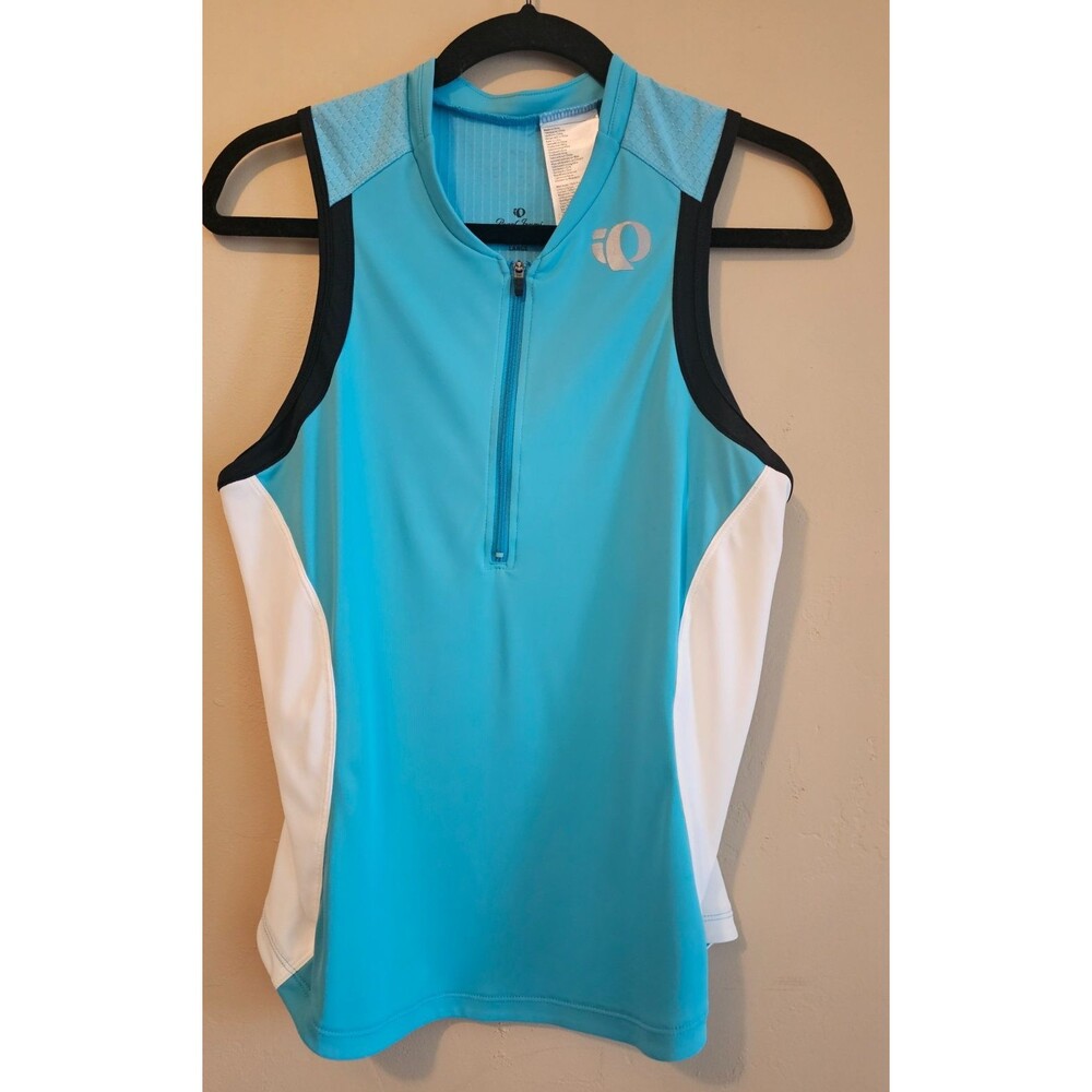 Pearl Izumi Women's Cycling Jersey Size Large with Pockets Zip blue sleeveless